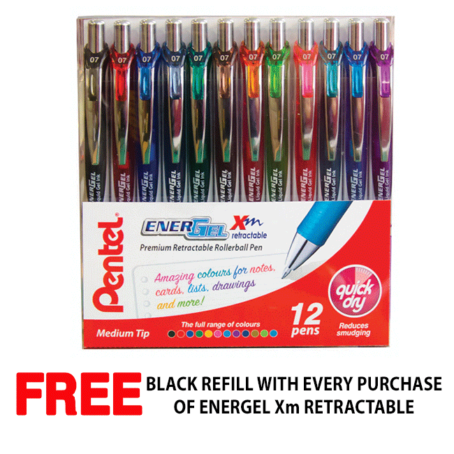 Pentel EnerGel XM BL77 - Penna a inchiostro gel liquido retrattile, 0,7 mm, 54% riciclato, seppia, confezione da 3