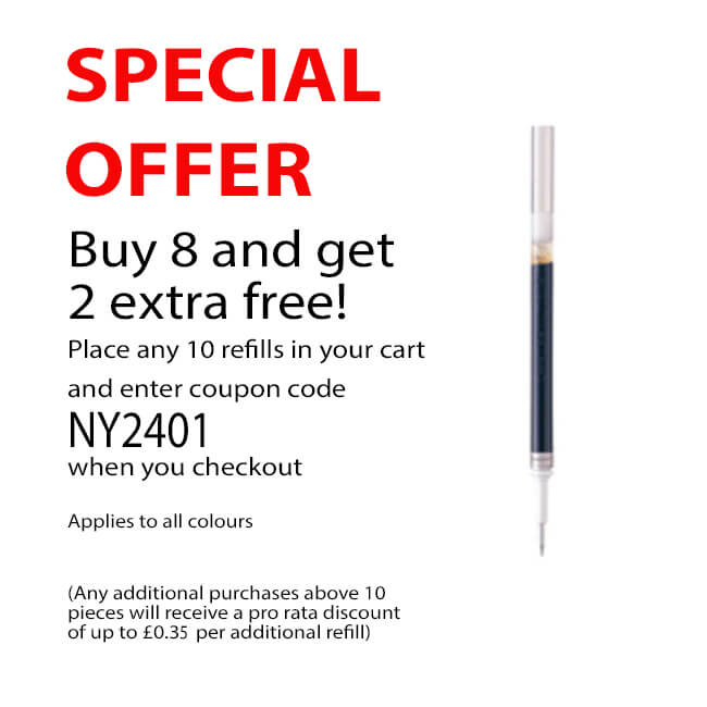 Recharges Encre Gel Pentel Energel LRP7-A - Lot De 12, Noir 0.7mm, Permanent ISO