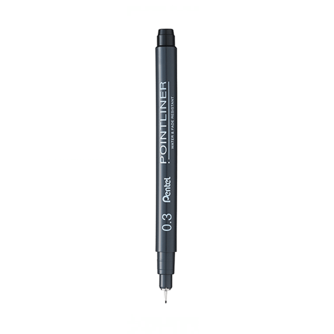 PENTEL pointliner tecnica Fineliner Penne disegno nero inchiostro a pigmenti-Portafoglio 5 