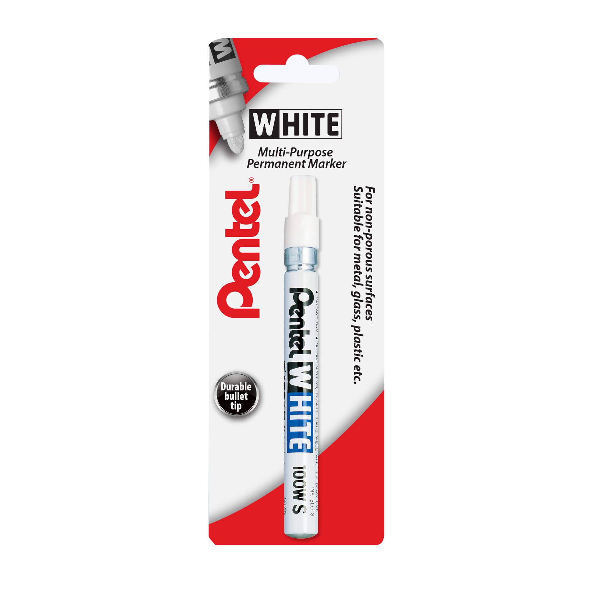 Pentel White Permanent Paint Marker Pen Assorted Size 3 Pack 100W 100WL 100WS 