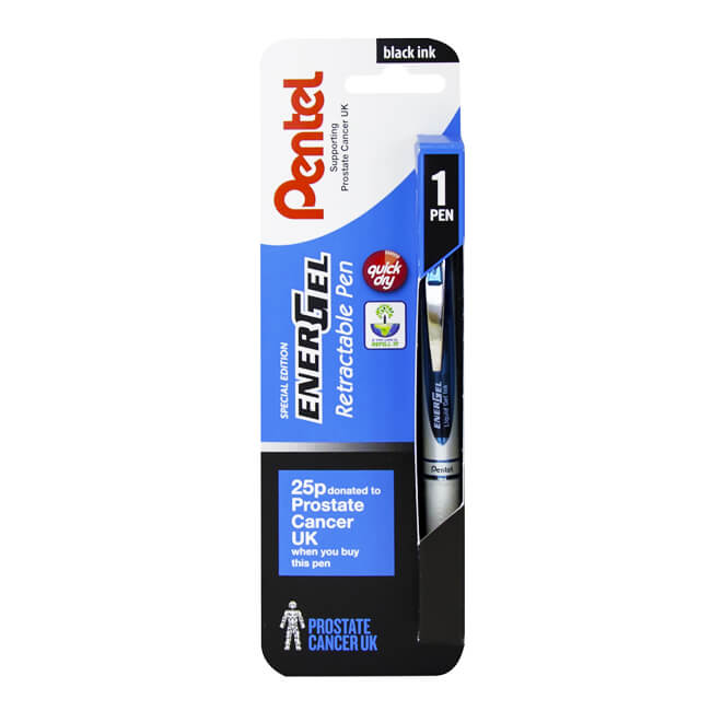 Pentel EnerGel Xm Retractable Special Edition supporting Prostate Cancer UK single piece pack 0.7mm XBL77SWA-PCC