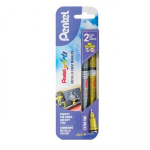 Pentel Extra Fine Point Metallic Paint Marker twin pack XMFP10/2-XZ