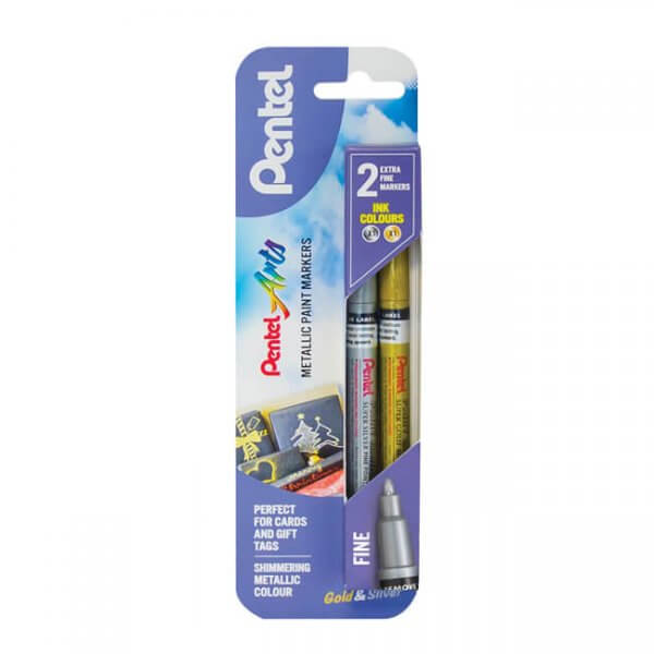 Pentel Fine Point Metallic Paint Marker twin pack XMSP10/2-XZ
