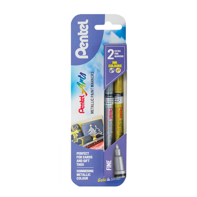 Pentel Fine Point Metallic Paint Marker twin pack XMSP10/2-XZ