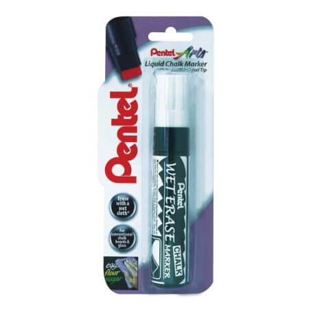 Pentel Wet Erase Liquid Glass & Chalk Marker jumbo tip single blister card XSMW56-W