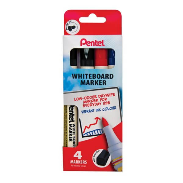 Pentel Everyday Drywipe Marker Bullet Point 4-piece wallet YMW85/4-MIX