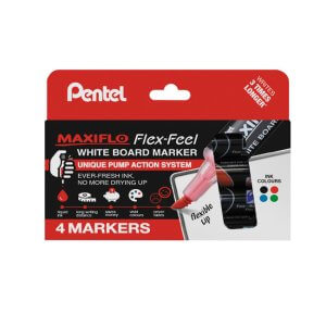 Pentel Maxiflo Flex Feel Whiteboard Marker 4-piece wallet YMWL5SBF/4-M