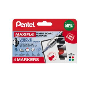 Pentel Maxiflo Fine Bullet Point Whiteboard Marker 4-piece wallet YMWL5S-4