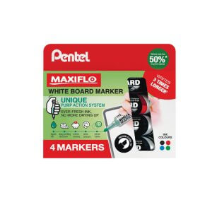 Pentel Maxiflo Medium Chisel Tip Whiteboard Marker 4-piece wallet YMWL6-4