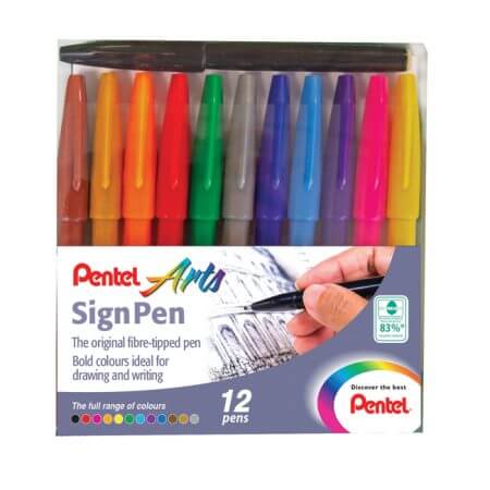Pentel Sign Pen 12-piece wallet S520/12-M
