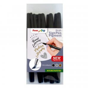 Pentel Brush Sign Pen Pigment 5-piece wallet YSESP15/5-M