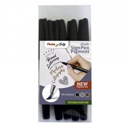 Pentel Brush Sign Pen Pigment 5-piece wallet YSESP15/5-M