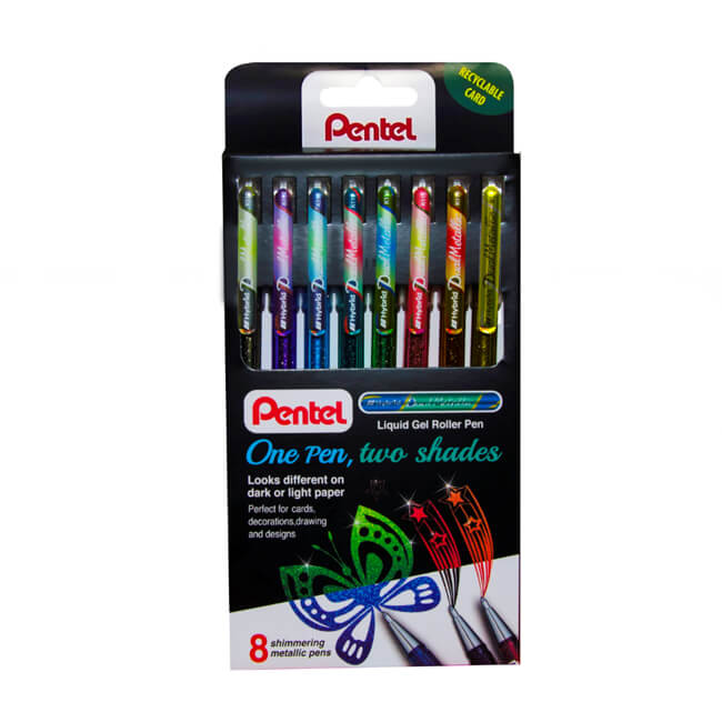  Pentel Hybrid Milky Gel Pen - 0.8 mm - 7 Color Bundle