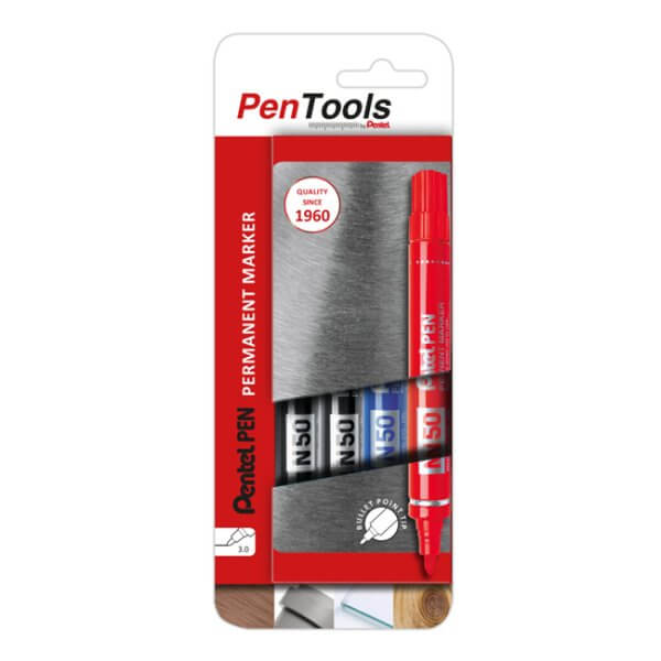 Pentel PenTools Permanent Marker 4.3mm bullet point tip 4-piece cardboard pack N50-PRO4ABCEU