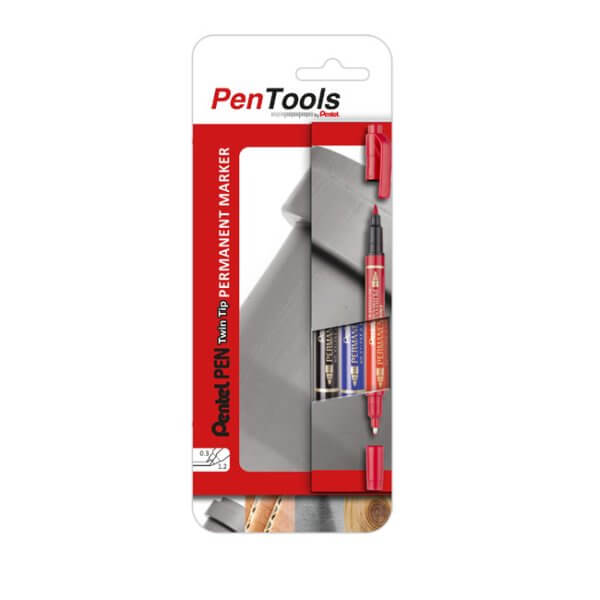 Pentel PenTools Twin-Tipped Permanent Marker 3-piece cardboard pack N75W-PRO3ABCEU
