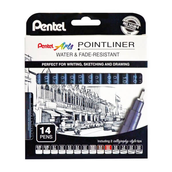 Pentel Pointliner 14-piece cardboard pack YS20P-14