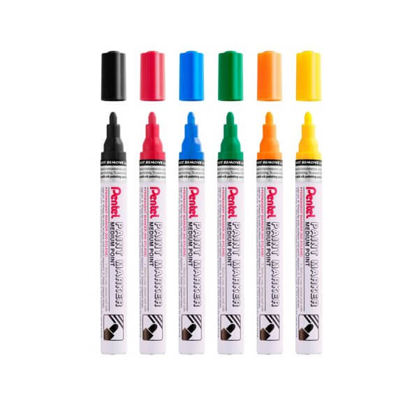 Pentel Bullet Point Paint Marker 6-piece cardboard wallets original & metallic colours YMMP10/6 - Image 5