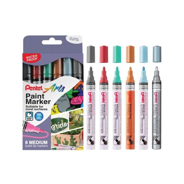 Pentel Bullet Point Paint Marker 6-piece cardboard wallets original & metallic colours YMMP10/6 - Image 4