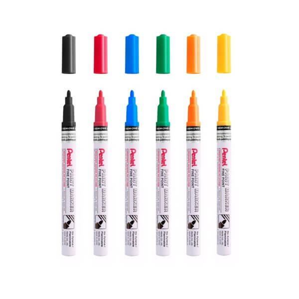 Pentel Fine Bullet Point Paint Marker 6-piece cardboard wallets original & metallic colours YMSP10/6 - Image 5